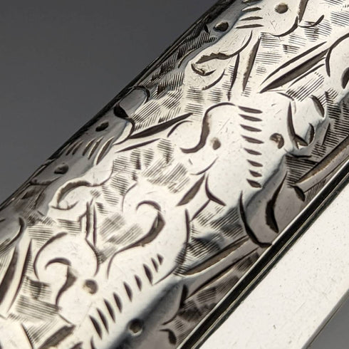 1897 British antique sterling silver folding pen knife Hilliard and Thomason with case